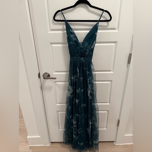 Lulu’s Elegant Moment Emerald Green Tie-Dye Backless Maxi Dress Size Medium - Picture 5 of 8